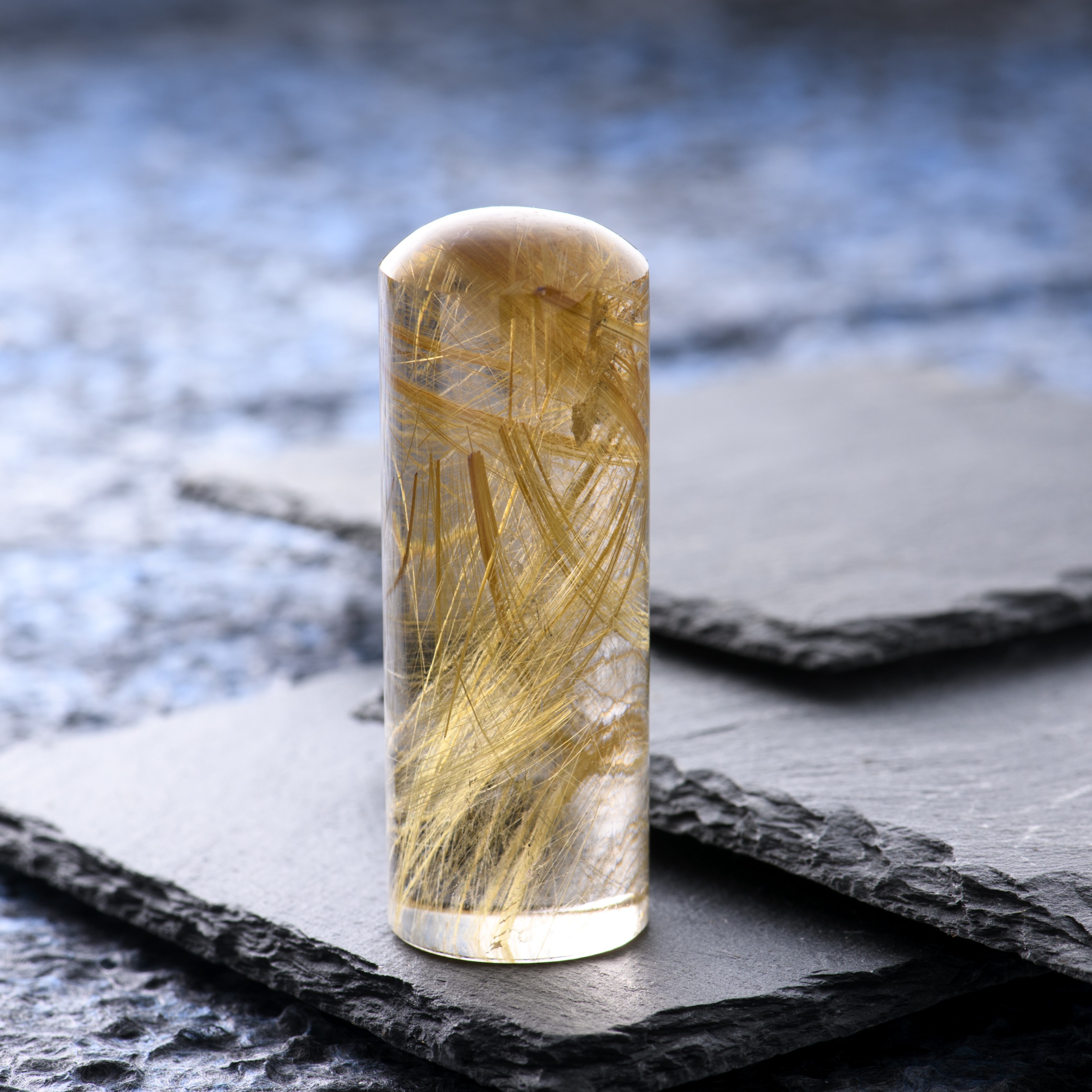 ルチルクォーツ 約19.5mm×60mm｜パワーストーン宝石印鑑 Rose Stone